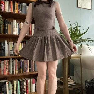 L’Ecole Des Femmes Brown Ecoliere tweed dress